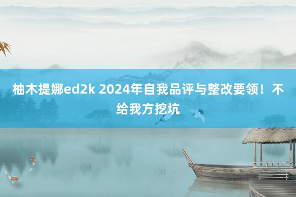 柚木提娜ed2k 2024年自我品评与整改要领！不给我方挖坑