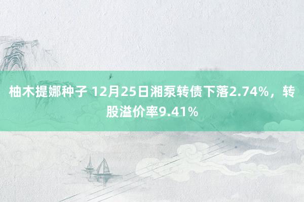 柚木提娜种子 12月25日湘泵转债下落2.74%，转股溢价率9.41%