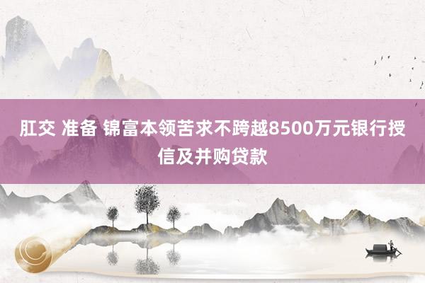 肛交 准备 锦富本领苦求不跨越8500万元银行授信及并购贷款