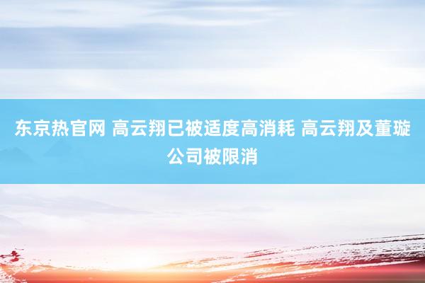 东京热官网 高云翔已被适度高消耗 高云翔及董璇公司被限消