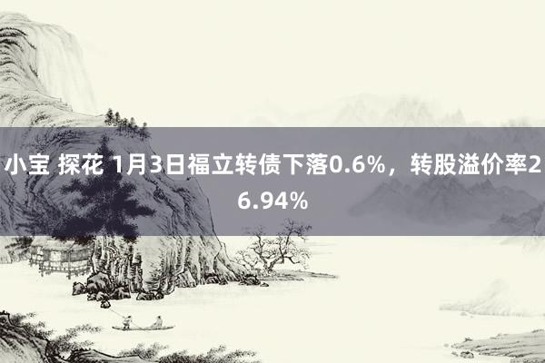 小宝 探花 1月3日福立转债下落0.6%，转股溢价率26.94%