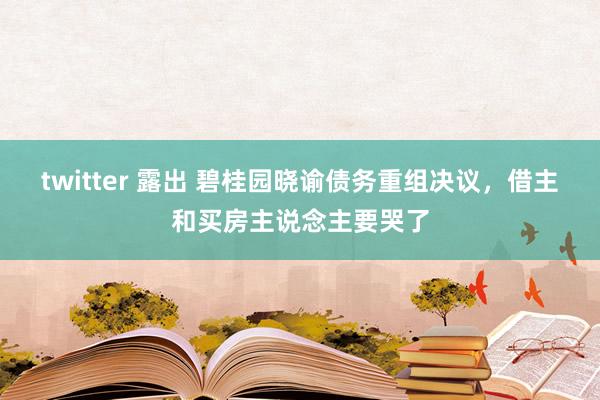 twitter 露出 碧桂园晓谕债务重组决议，借主和买房主说念主要哭了