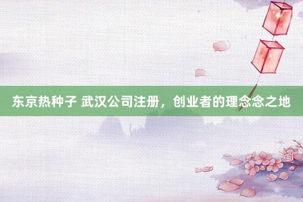 东京热种子 武汉公司注册，创业者的理念念之地